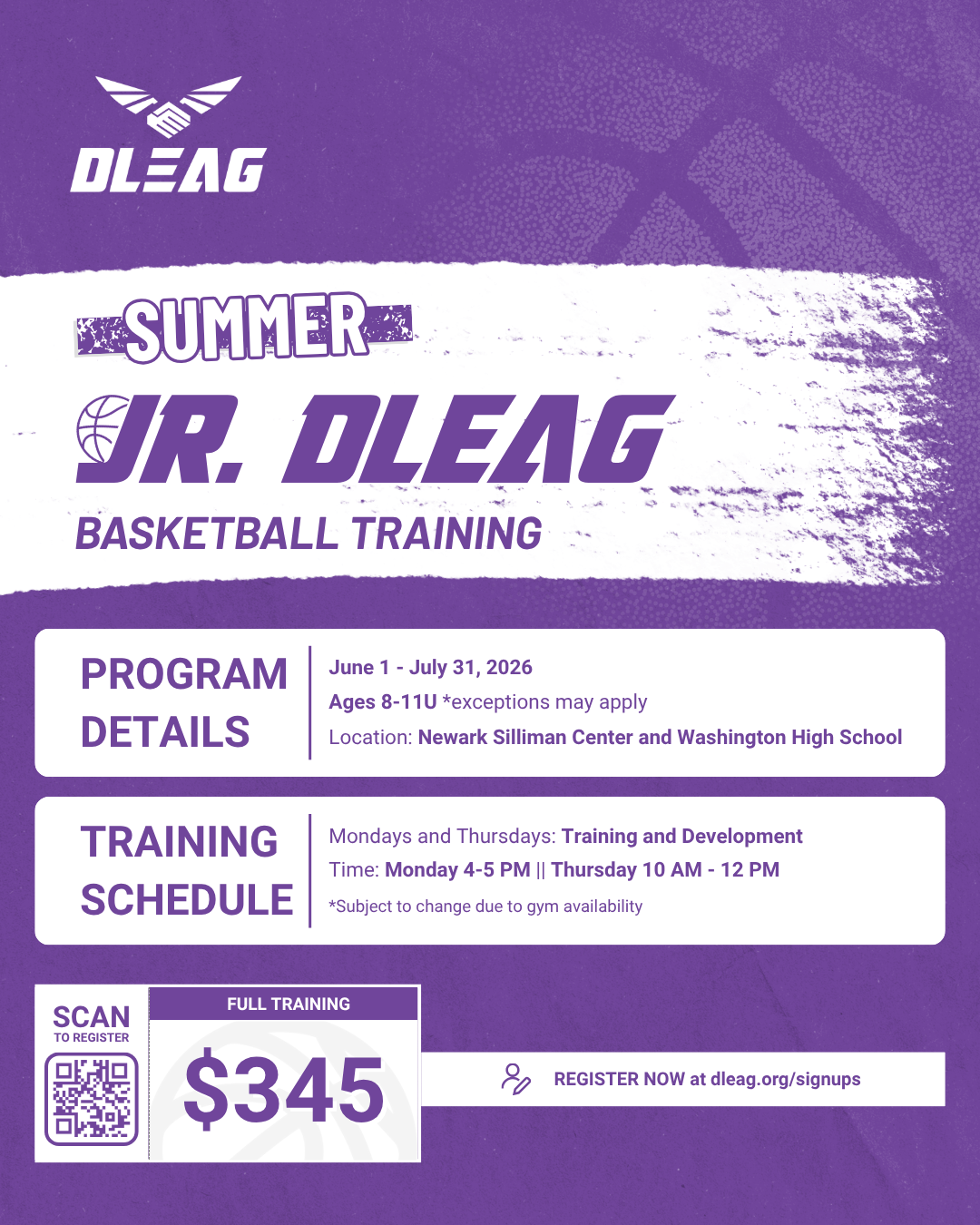 DLEAG - Summer JR. DLEAG Basketball Training Flyer